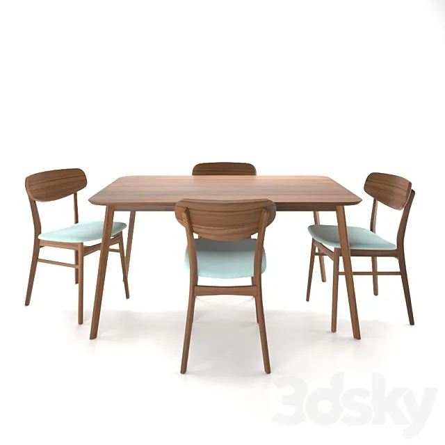 GDF Studio 5-Piece Dining Set 3ds Max