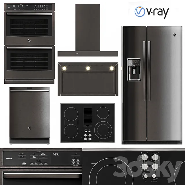 GE Profile 5 Piece Kitchen Appliance V-Ray 3ds Max