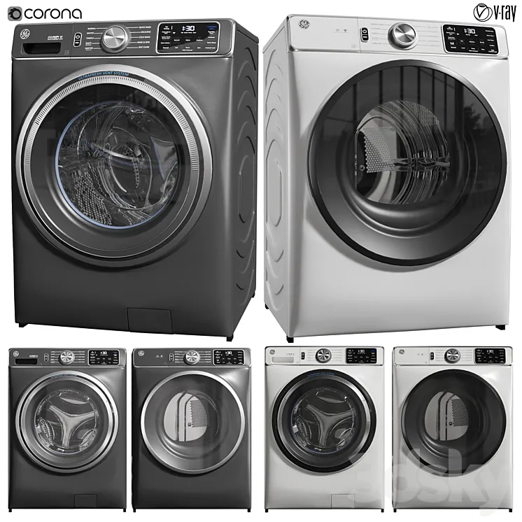 GE wash machine and dryer 02 3DS Max