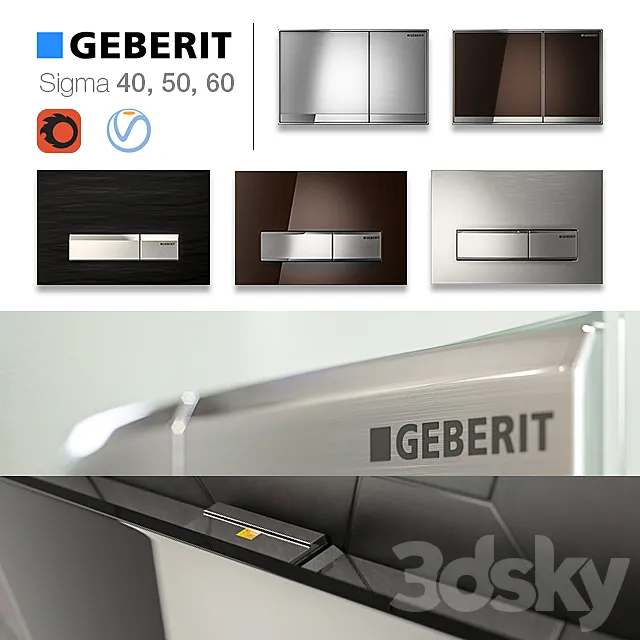 GEBERIT flush buttons 40 50 60 3ds Max