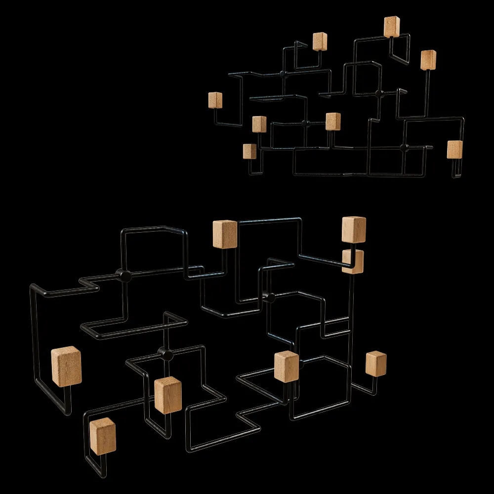 Gejst  – Coat rack Underground black/oak 3ds Max
