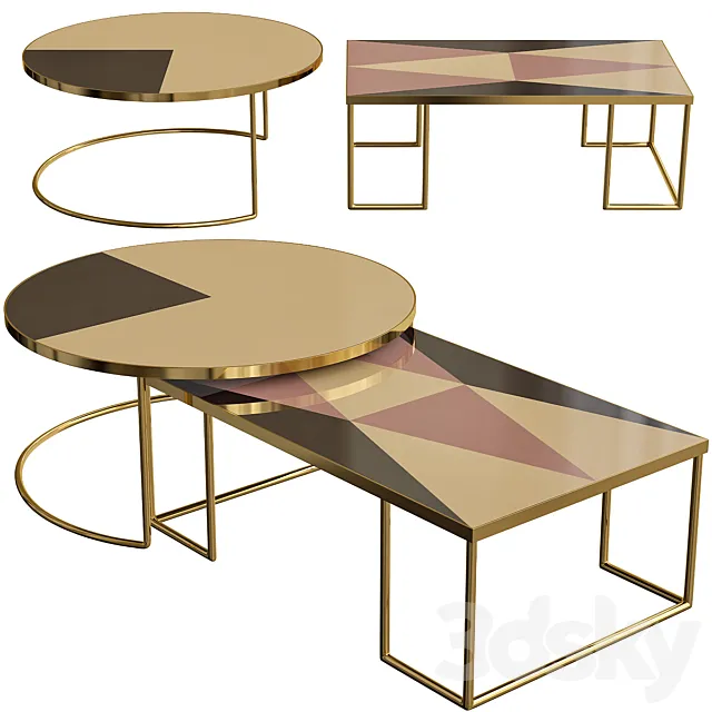 Geometric Bronze Coffee Table 3DSMax File