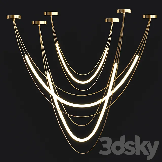 Geometric LED Line Chandelier 2 3ds Max