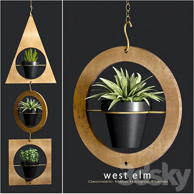 Geometric Metal Hanging Planter 3DS Max Model