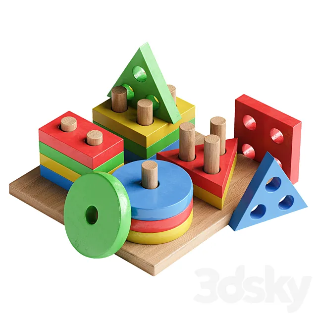 Geometric Montessori toys 3ds Max