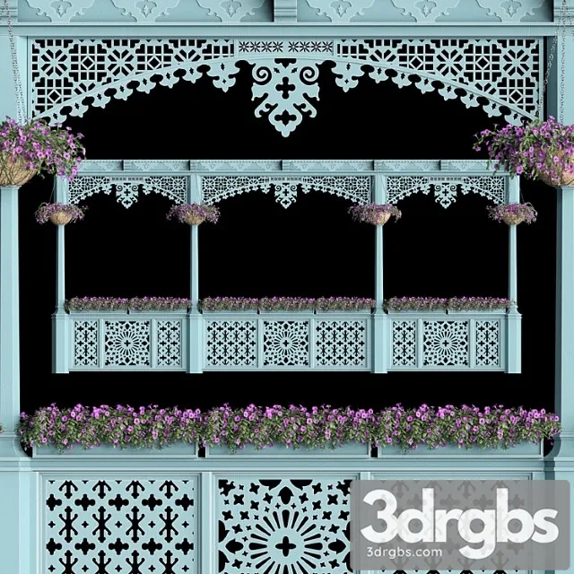 Georgian Balcony With Flowers 3dsmax Download