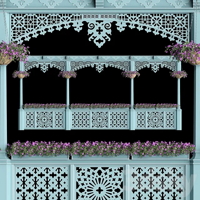 Georgian balcony with flowers 3DSMax File