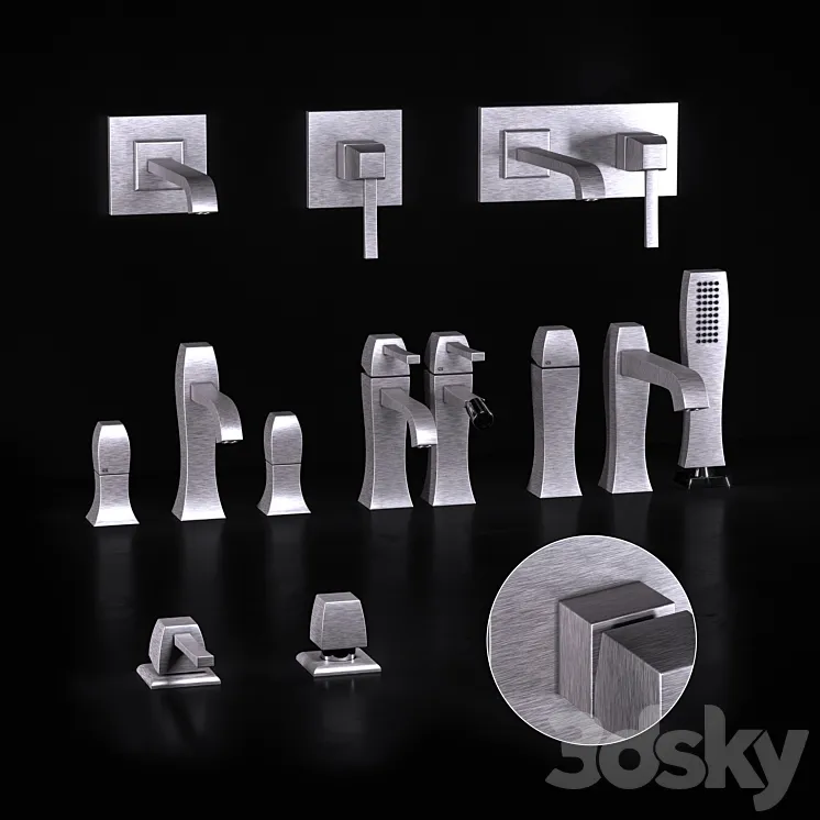 Gessi Mimi mixers for sink and bath 3DS Max