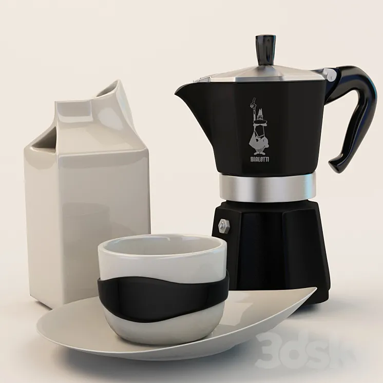 Geyser coffee milk jug and a cup 3DS Max