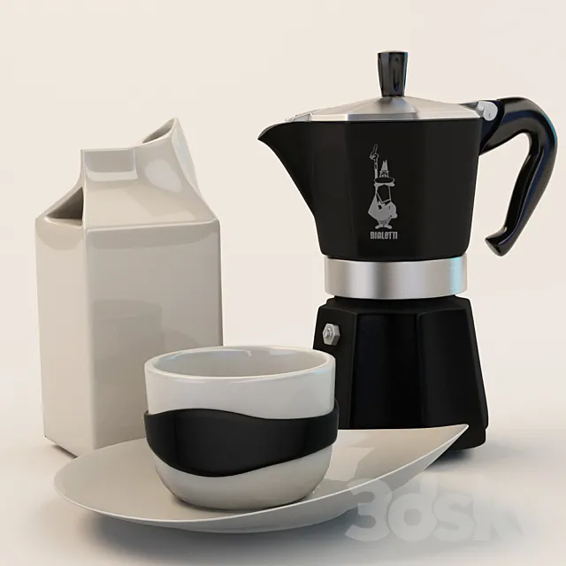 Geyser coffee. milk jug and a cup 3DSMax File