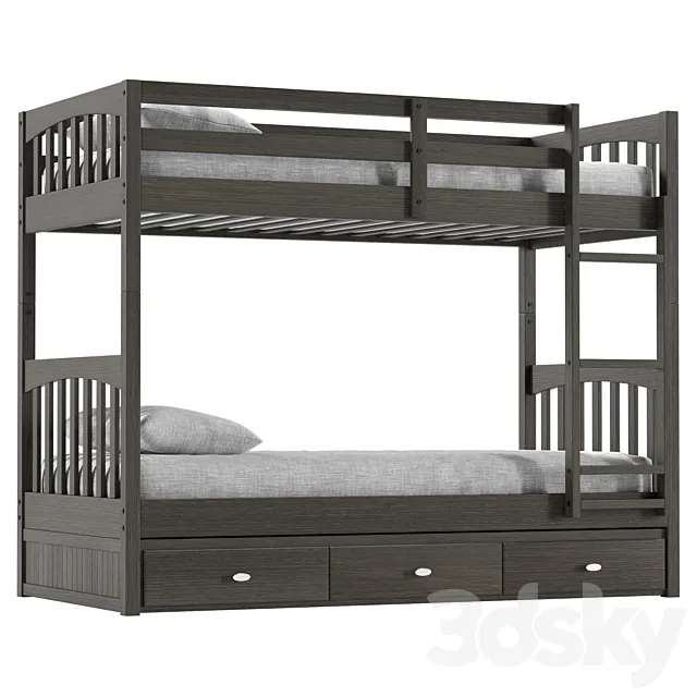 Giancola 3 Drawer Solid Wood Standard Bunk Bed 3ds Max
