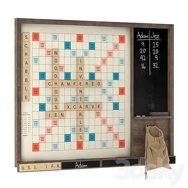 Giant wall scrabble 3DS Max Model