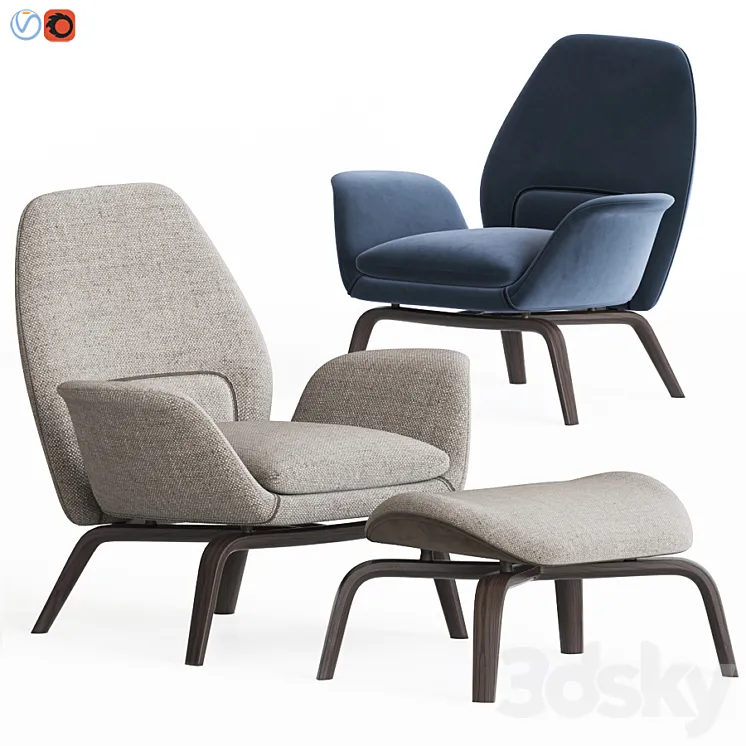 Gilliam Armchair & Ottoman Set By Minotti 3DS Max