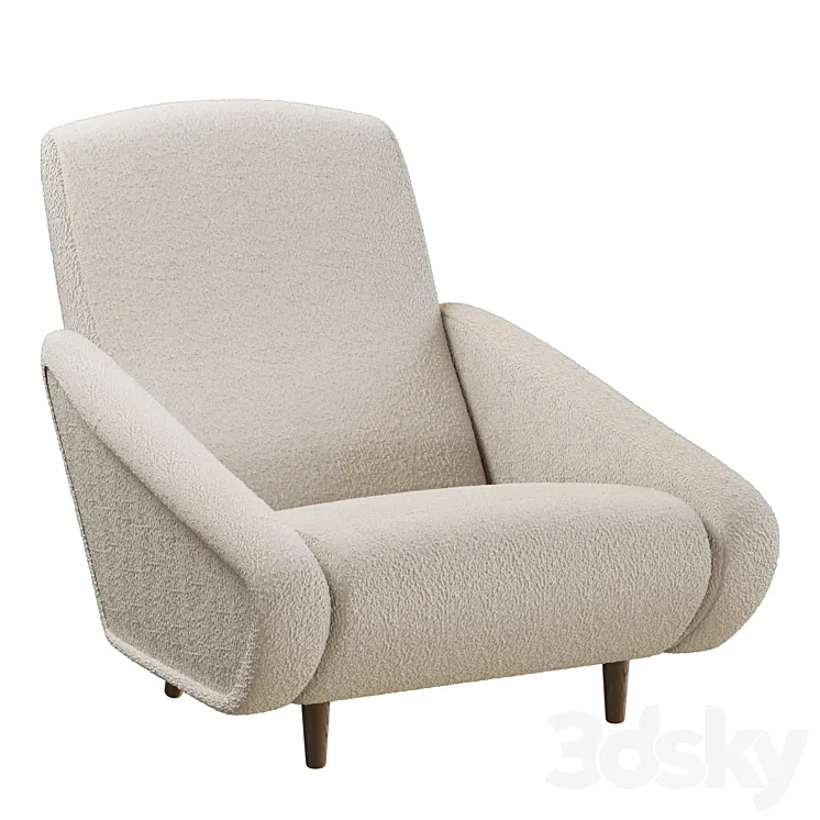 Gio Ponti 807 Style Pair of Armchairs in Wool 3DS Max Model