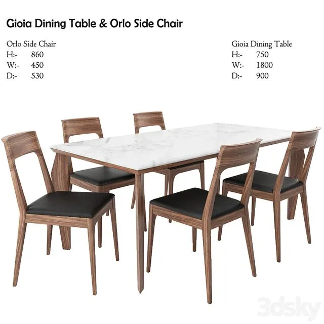 Gioia Dining Table & Orlo Side Chair 3dsMax Model