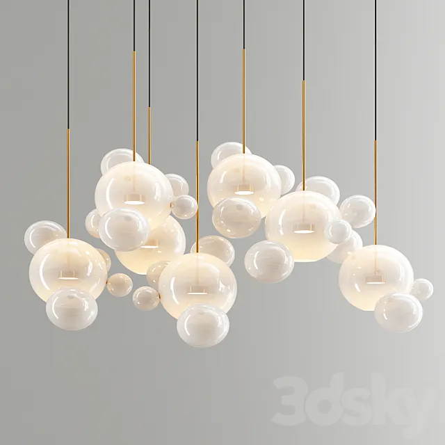 Giopato & Coombes Bolle Chandelier 34 Bubbles – White Glass 3DSMax File
