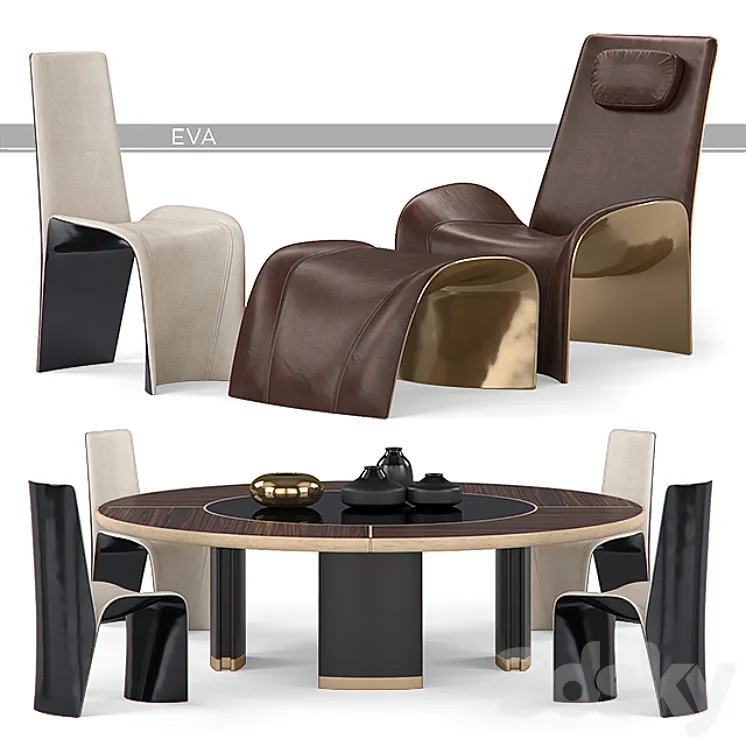 Giorgetti Eva Chairs and Gordon Table 3DS Max