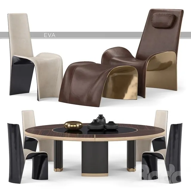 Giorgetti Eva Chairs and Gordon Table 3dsMax Model