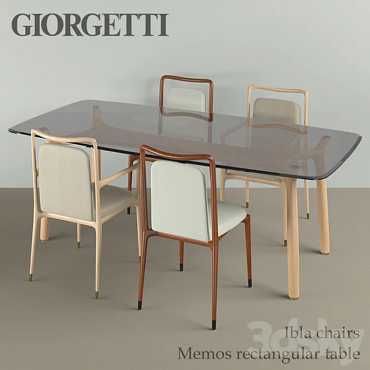 Giorgetti ibla chairs & memos rectangular table 3DS Max