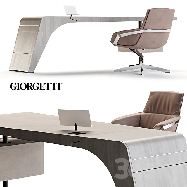 Giorgetti Tenet Table and Jab Bond Chair 3DS Max Model