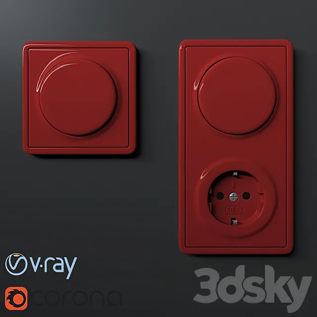 Gira S-Color switch-socket 3DS Max Model