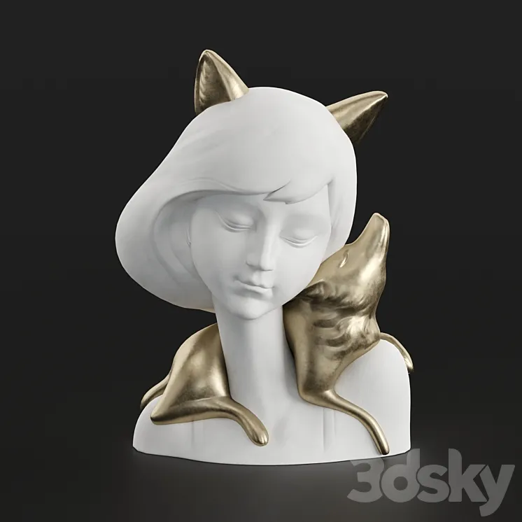 Girl and fox 3DS Max