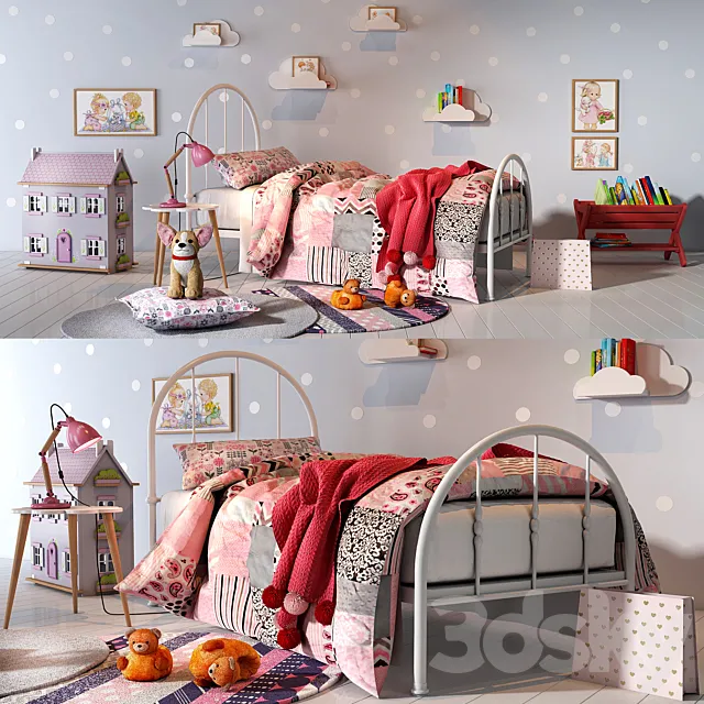 Girl bedroom set 01 3DSMax File
