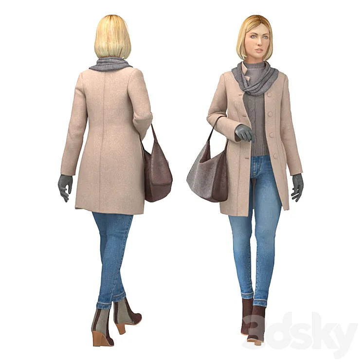 Girl in coat 3DS Max