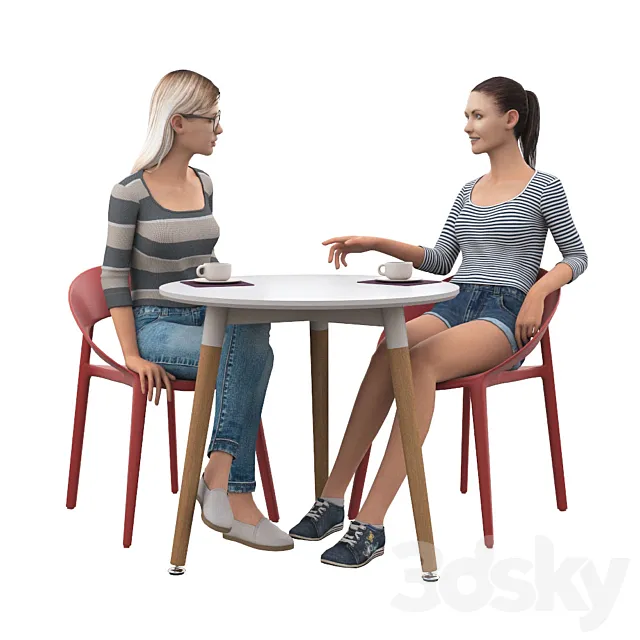 Girls in a cafe 3DS Max Model