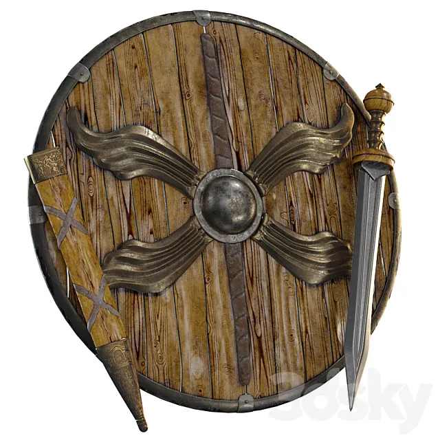 Gladiator Legionary Sword with Shield 3dsMax Model