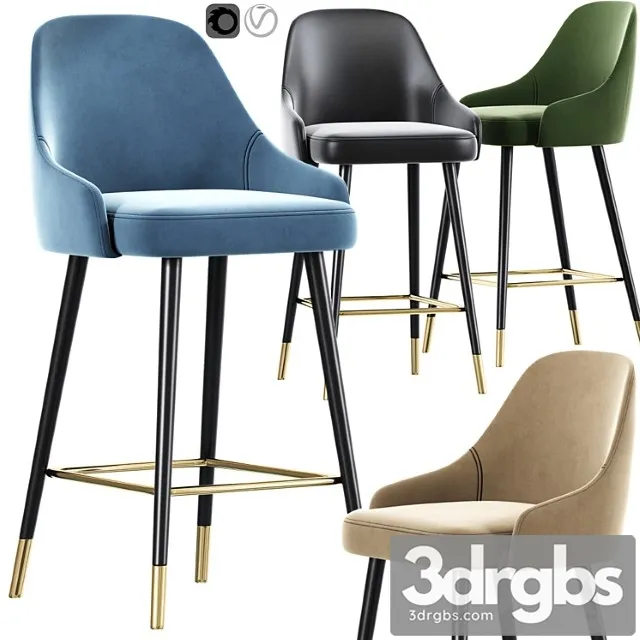 Glam bar stool blue velvet 2 3dsmax Download