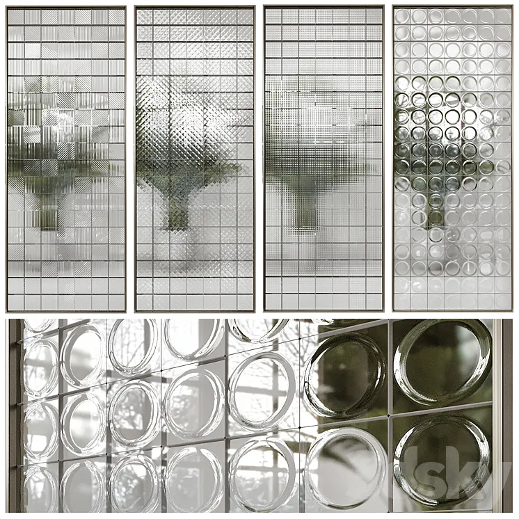 Glass block partition 2 3DS Max