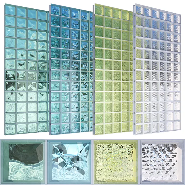 Glass block set 01 3DS Max Model