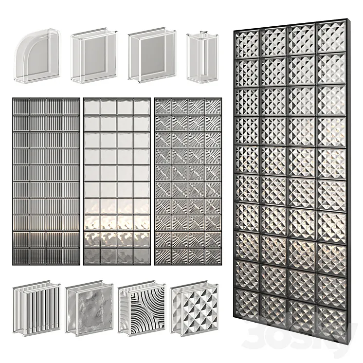Glass Block Wall 01 3DS Max