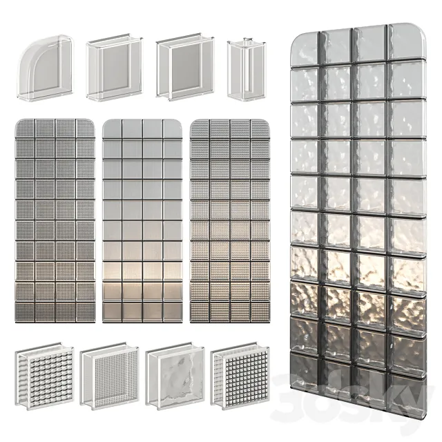 Glass Block Wall 08 3ds Max