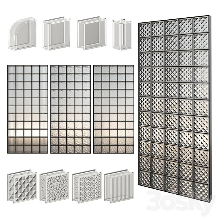 Glass Block Wall 10 3DS Max