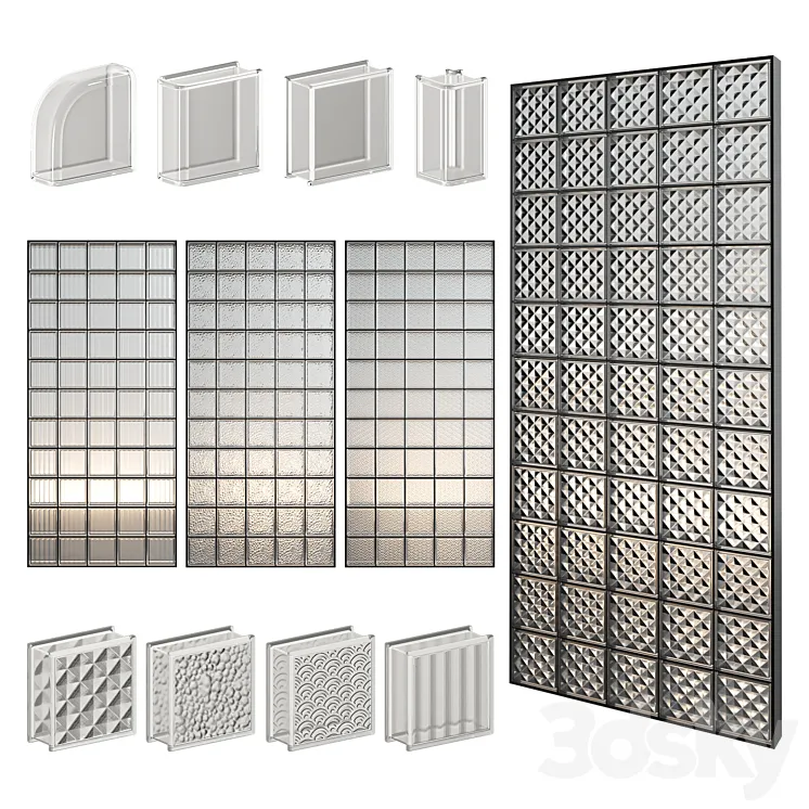 Glass Block Wall 10 3DS Max Model