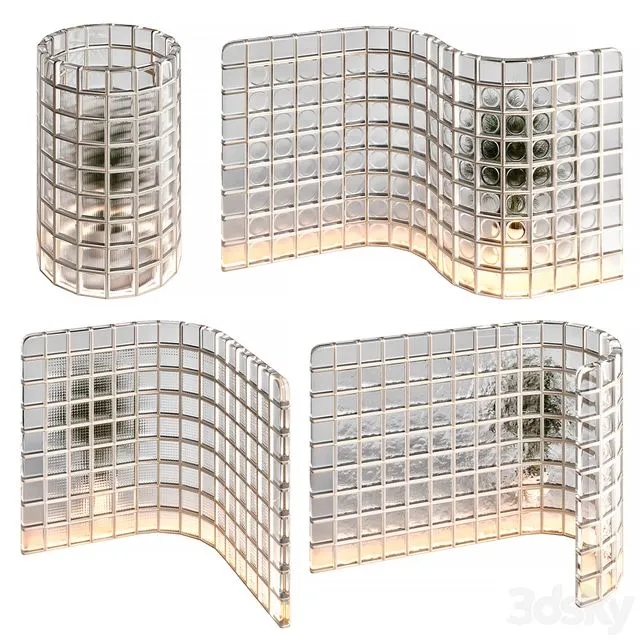Glass Blocks Partition Zig Zag 3dsMax Model
