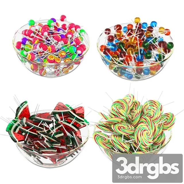 Glass bowl with lollipops