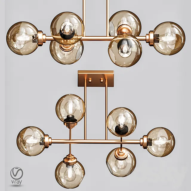 Glass Bubble Chandelier Brass 3ds Max