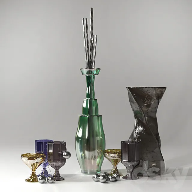 Glass Decor Set v.1 3DS Max Model