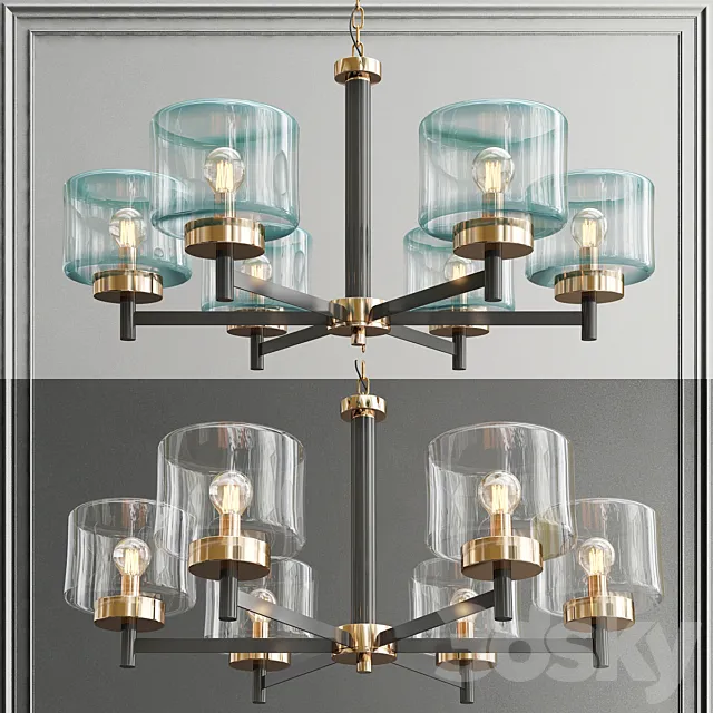 Glass designer chandelier in postmodern style 3ds Max