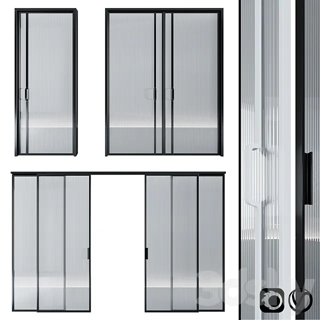 Glass door pocket and swing system 3DS Max Model