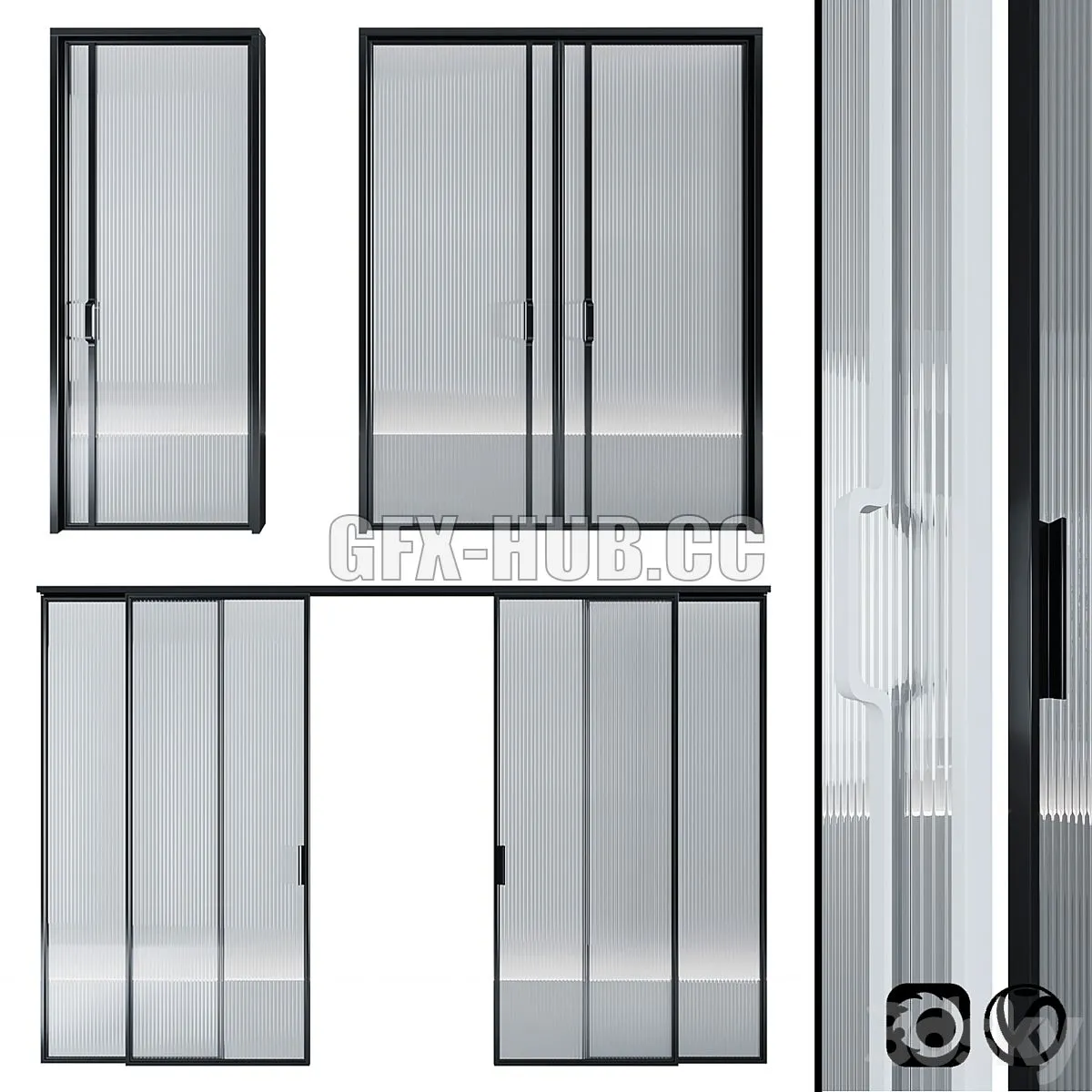 Glass door pocket and swing system 3dsMax Model