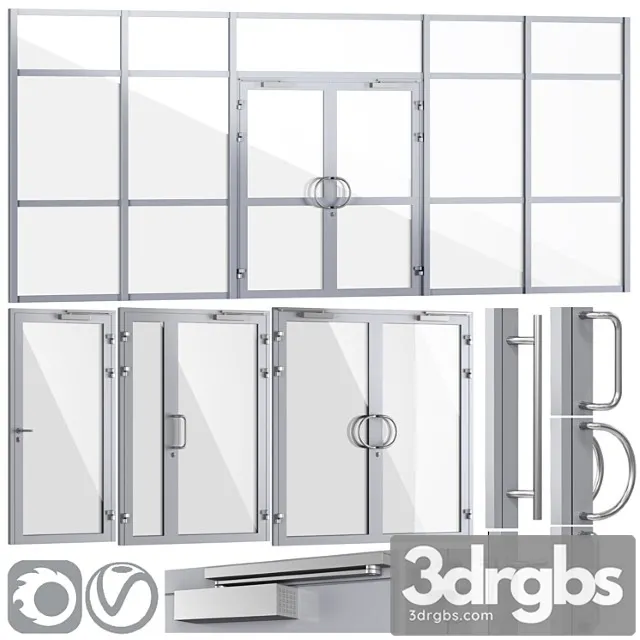 Glass Fire Doors And Partitions Handles Set 1 3dsmax Download