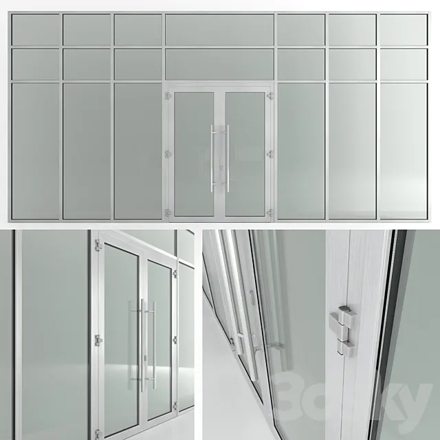 Glass fire doors and partitions Nayada. Rack profile. 3DS Max Model