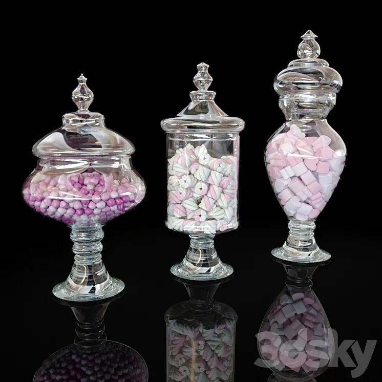 Glass Jars with Candy 3DS Max