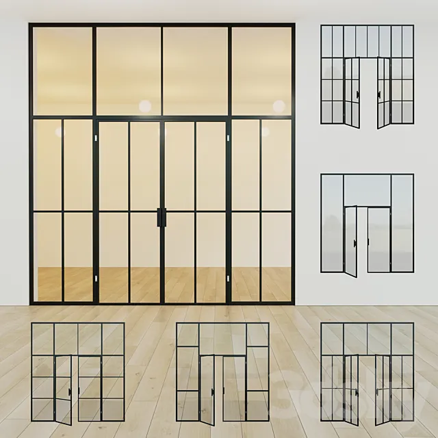 Glass partition. A door. 14 3DS Max Model