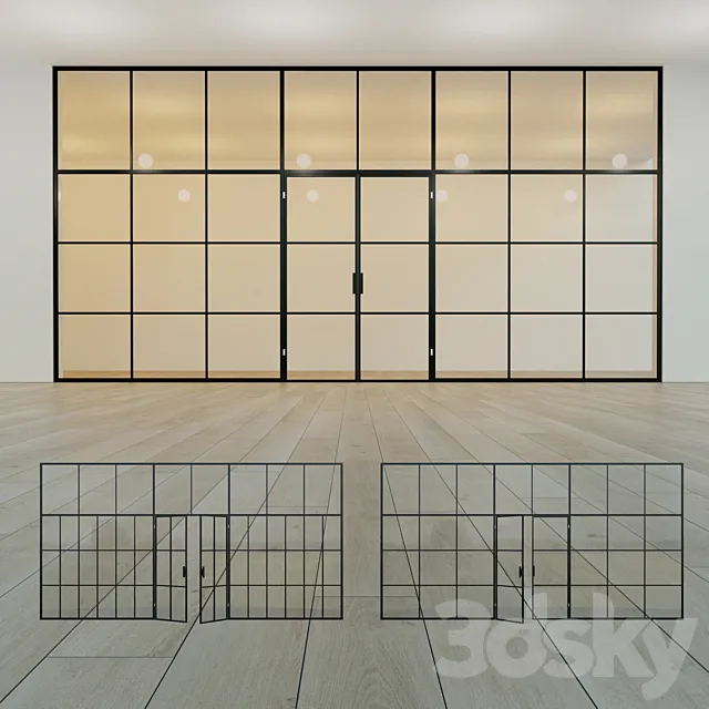 Glass partition. A door. 17 3DS Max Model