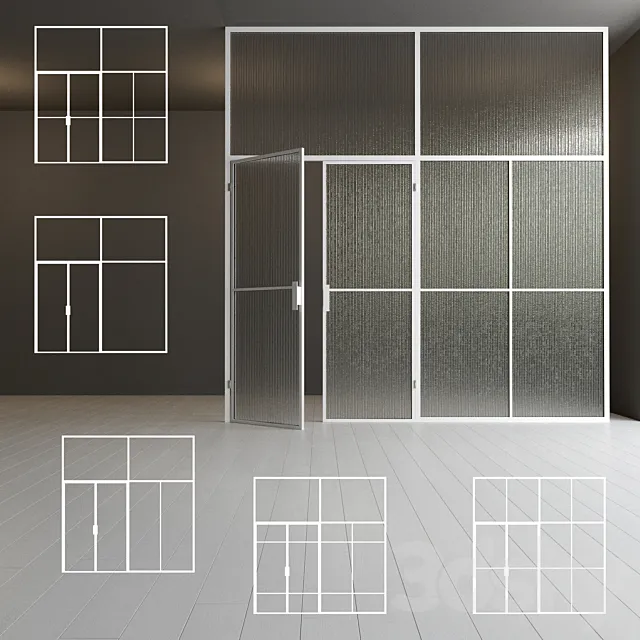 Glass partition. A door. 43 3ds Max